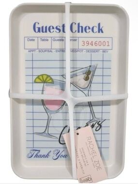 Rachel Zoe Viral Melamine Retro Diner Guest Check Appetizer Plates set of 4 NWT